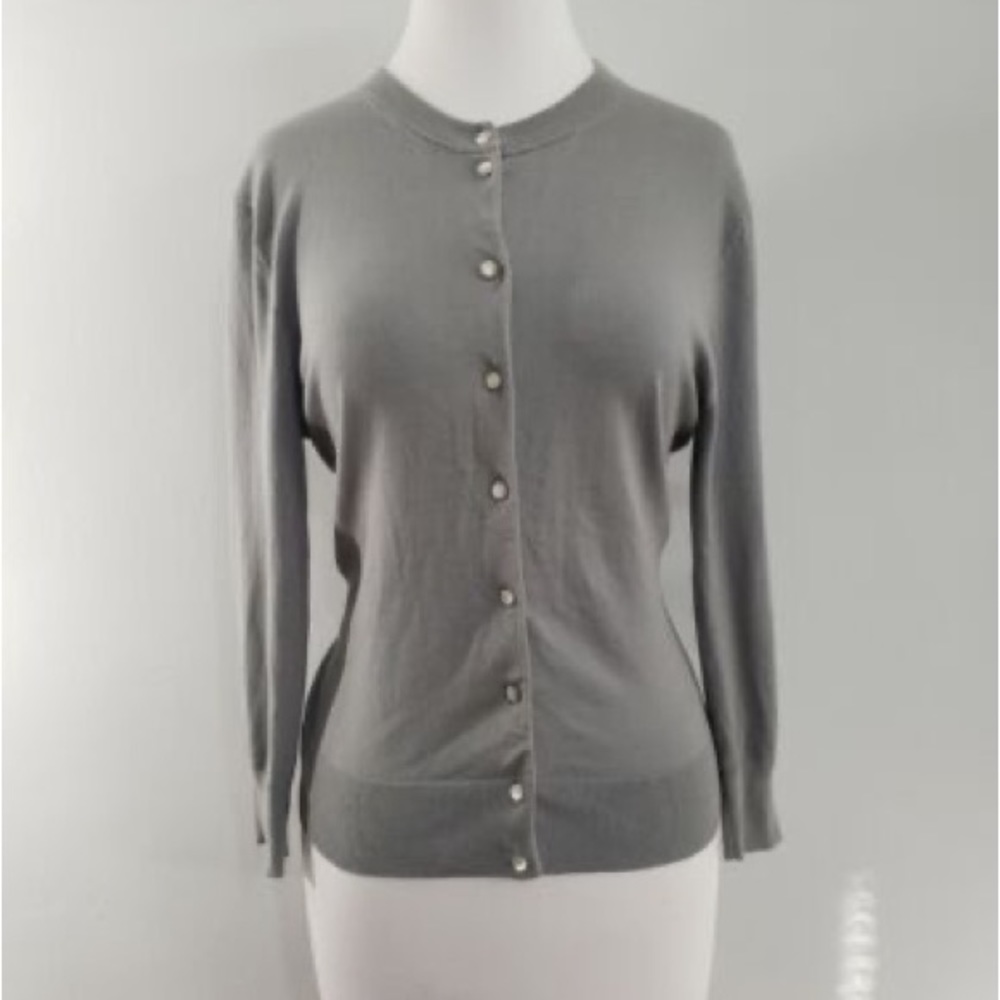 J crew light gray cardigan